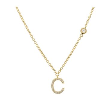 "C" Diamond Initial Necklace in 14k Yellow Gold (0.09ct)