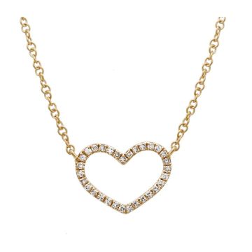 Open Mini Heart Diamond Necklace in 14K Yellow Gold (0.08ct)