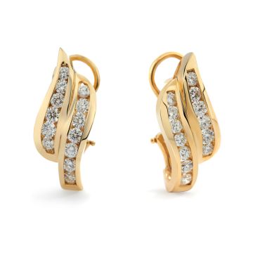 Double Row Diamond Hoop Earrings in 14K Yellow Gold (2.10ct)