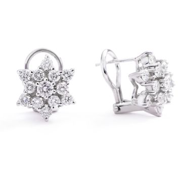 Diamond Flower Cluster Earrings in 14K White Gold (2.10ct)