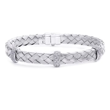 Woven Diamond Bangle in 14K White Gold (0.70ct)