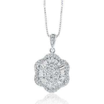 round-baguette-diamond-flower-white-gold-necklace