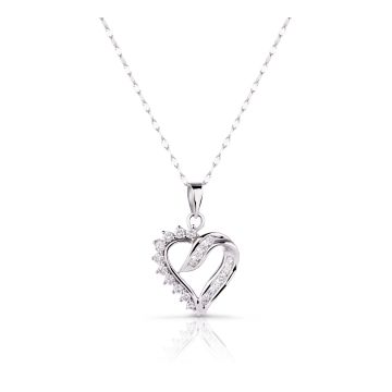 Prong Set Half-Diamond Heart Pendant in 14K White Gold (0.65ct)