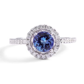 Preset Tanzanite Round Diamond Halo Engagement Ring (6mm)