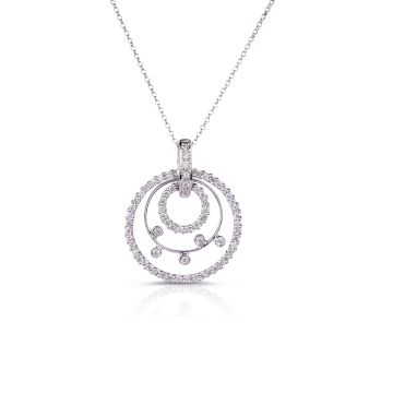 Scattered Diamond Circle of Life Pendant in 14K White Gold (0.63ct)
