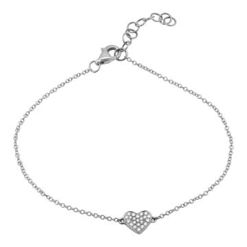 Mini Diamond Heart Bracelet in 14K Gold