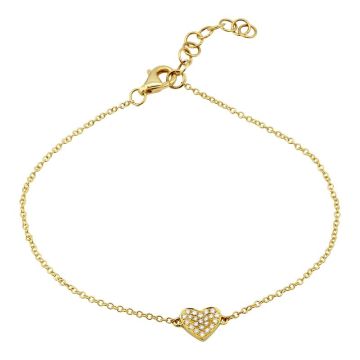 Mini Diamond Heart Bracelet in 14K Yellow Gold