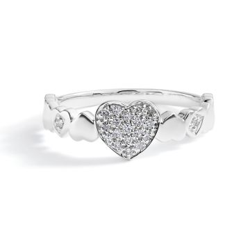 Petite Diamond Pavé Heart Ring in 14K White Gold 