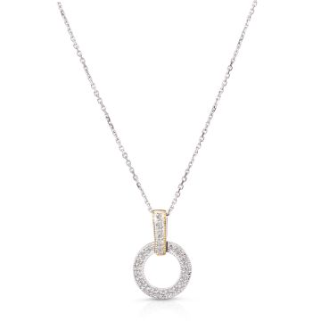 Two-Tone Open Circle Pavé Pendant in 14K White Gold (0.15ct)
