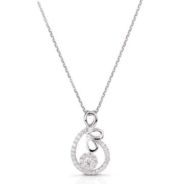 Pear Shaped Diamond Cluster Pendant in 18K White Gold (0.40ct)