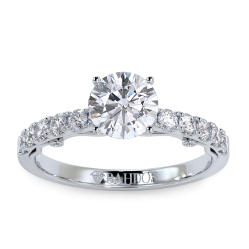 Scrolled Three Diamond Engagement Ring