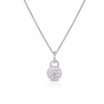 Flower & Halo Diamond Pendant in 18K White Gold (0.60ct)