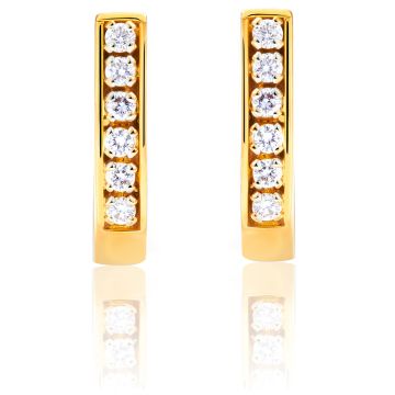 Petite Round Diamond Hoop Earrings in 14K Yellow Gold (0.38ct)