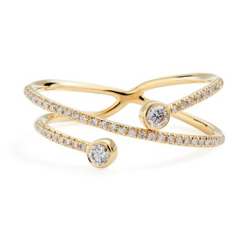 Diamond Open X Ring in 14K Yellow Gold (0.24ct)