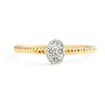 Oval Illusion Diamond Twisted Stackable Ring in 18K Yellow Gold (0.19ct)