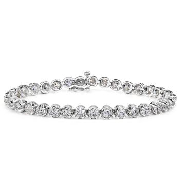 Rounded Diamond Tennis Bracelet in 14K White Gold (6.00ct)