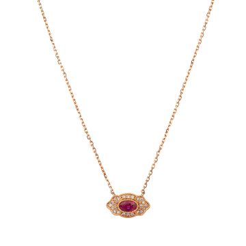 Ruby and Diamond Vintage Necklace in 18K Rose Gold