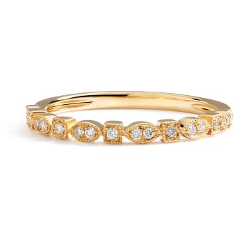 Milgrain Marquise & Square Diamond Alternating Stackable Ring in 18K Yellow Gold (0.10ct)