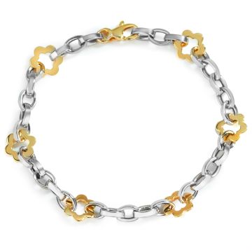 Daisy Chain-Link Bracelet in 14K Two-Tone Gold (5mm)