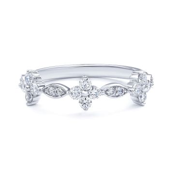 Floral and Marquise Diamond Ring in 18K White Gold (0.43ct)