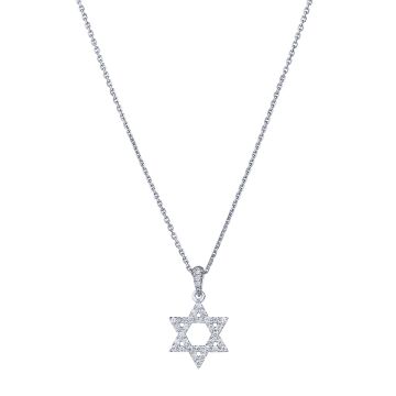 Small Star of David Diamond Pendant in 18K White Gold (0.15ct)