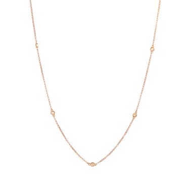 Petite Milgrain Bezel Set Diamond by the Yard Necklace in 14K Rose Gold