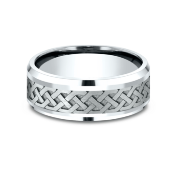 Men's Comfort Fit Celtic Knot Wedding Band in Platinum Gold (8mm)