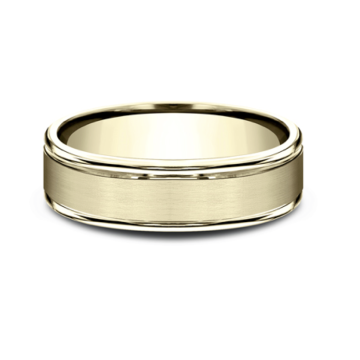 Men's Comfort-Fit Satin Center Yellow Gold Wedding Band (7mm)