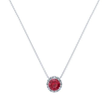 Ruby and Diamond Halo Pendant in 14k Gold (8.3mm)