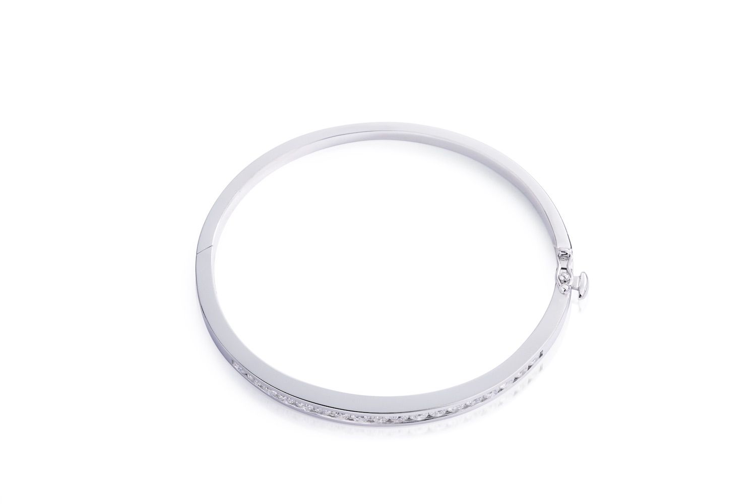 Channel Set Diamond Bangle in 14K White Gold (2.80ct)