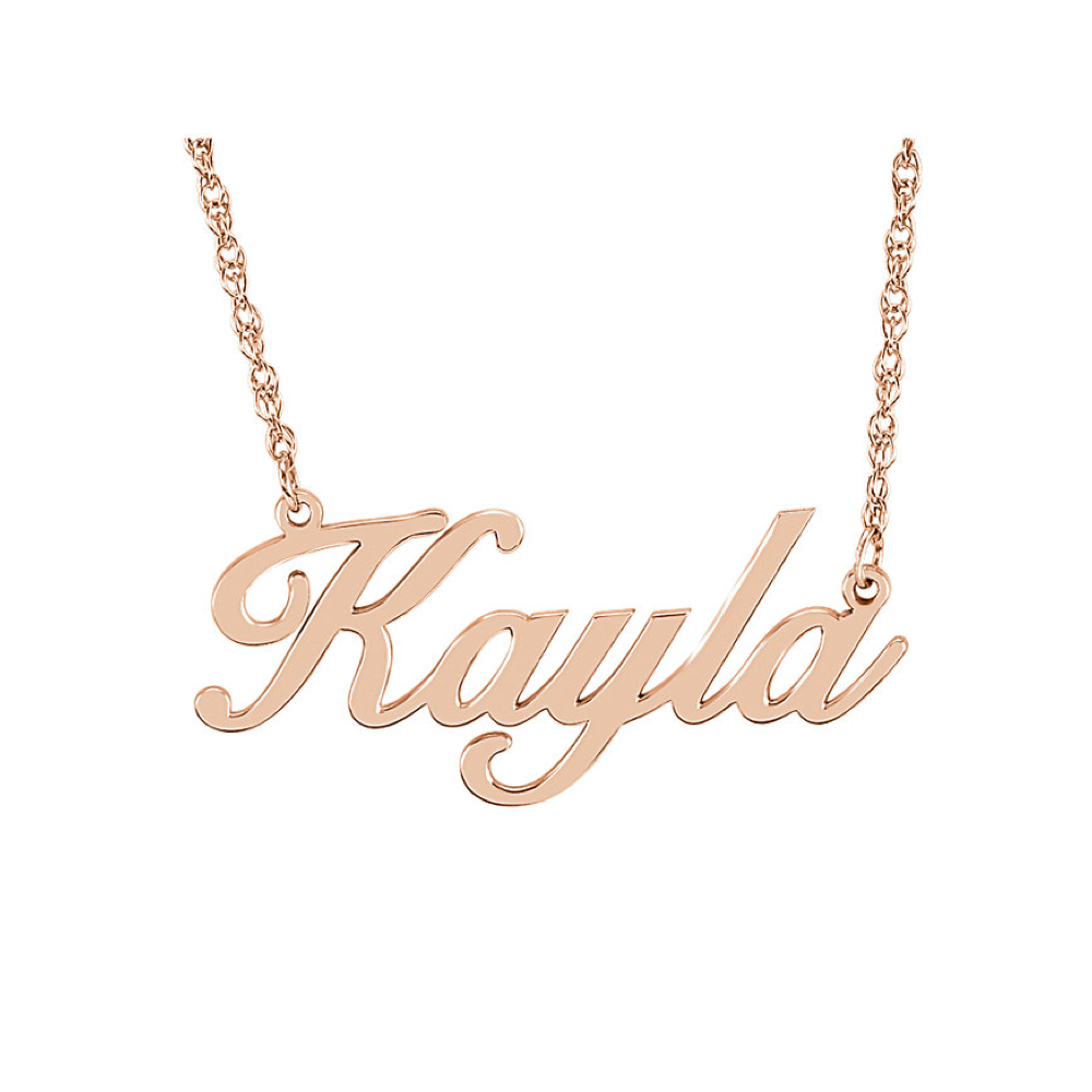 Script Nameplate Necklace in 14k Rose Gold 