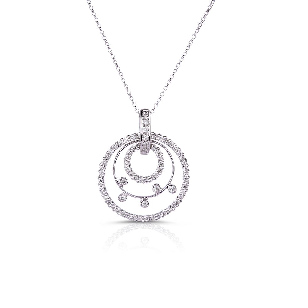 Scattered Diamond Circle of Life Pendant in 14K White Gold (0.63ct)