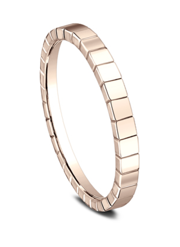 Polished Square Design Stackable Ring in 14k Rose Gold (2mm)