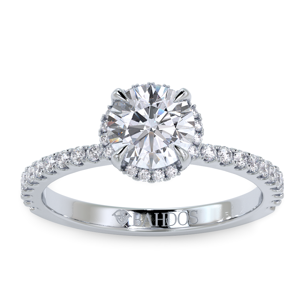 Cathedral Halo Diamond Engagement Ring