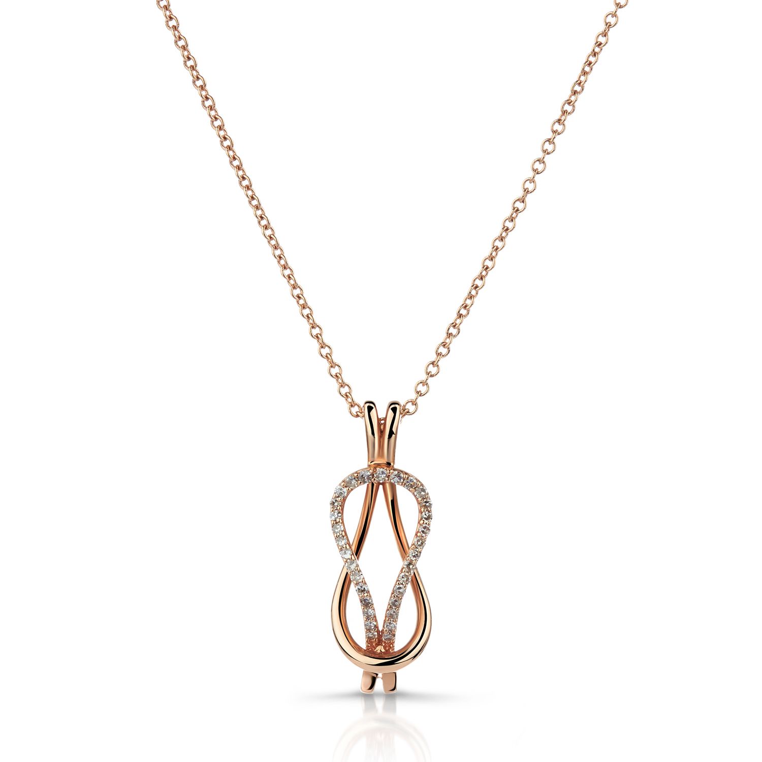 Diamond Love Knot Pendant in 14K Rose Gold (0.13ct)