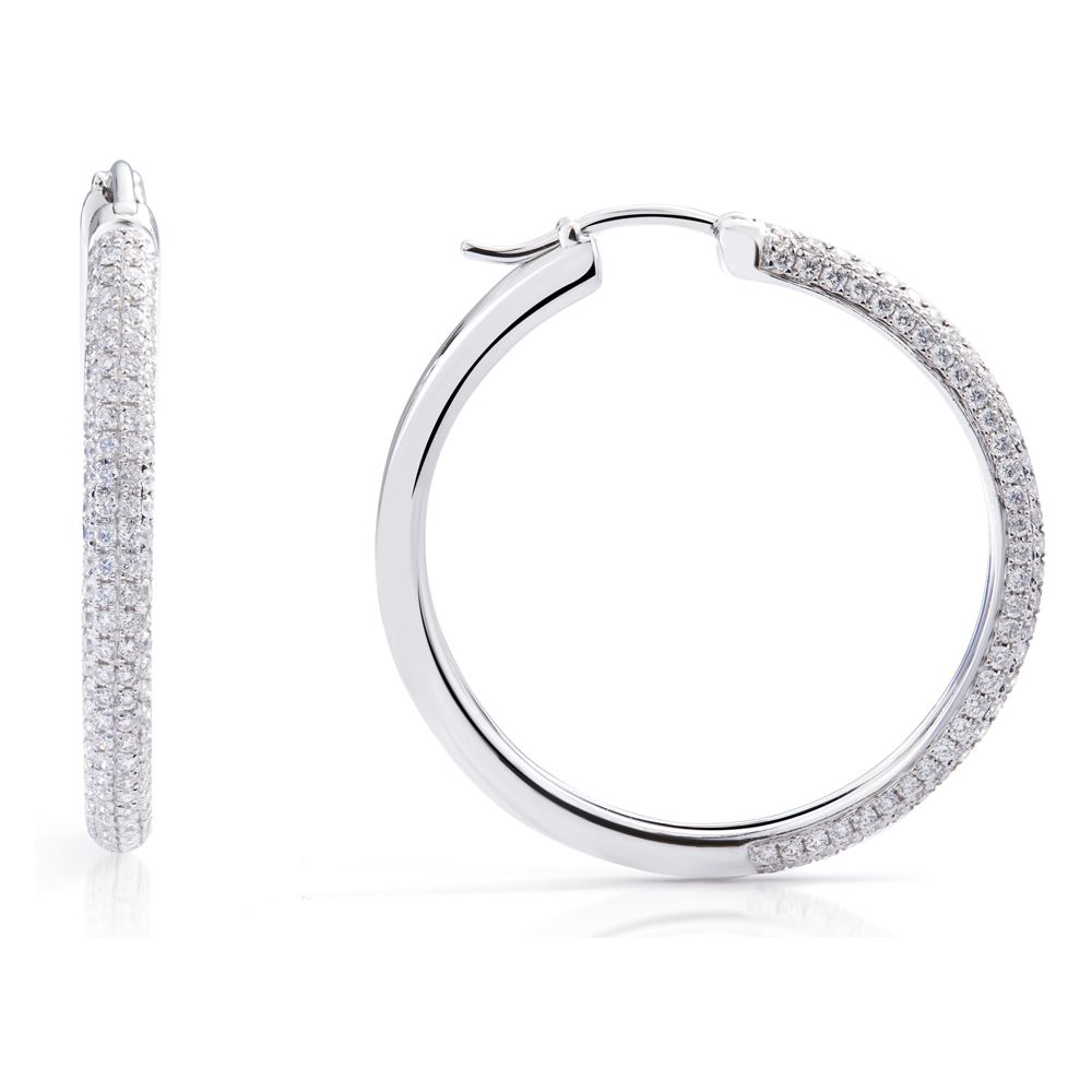 Diamond Pavé Hoops in 18K White Gold (1.23ct)