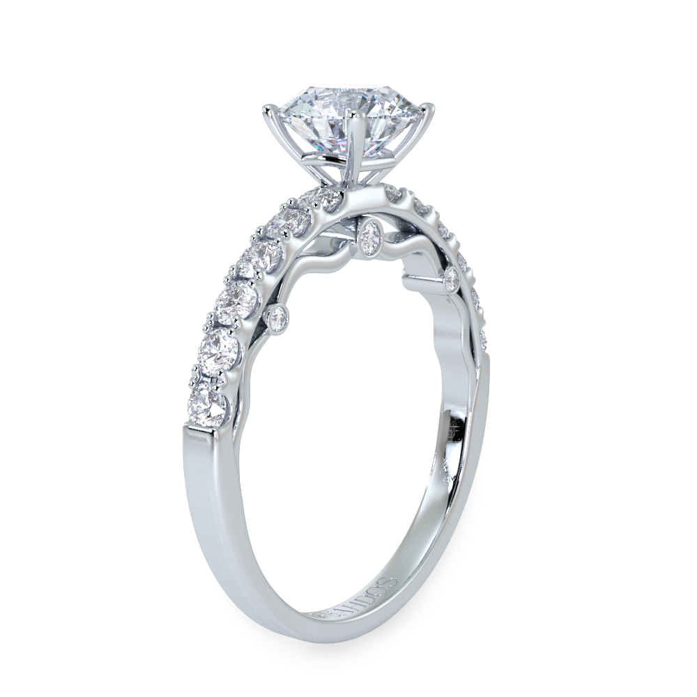 Scrolled Three Diamond Engagement Ring