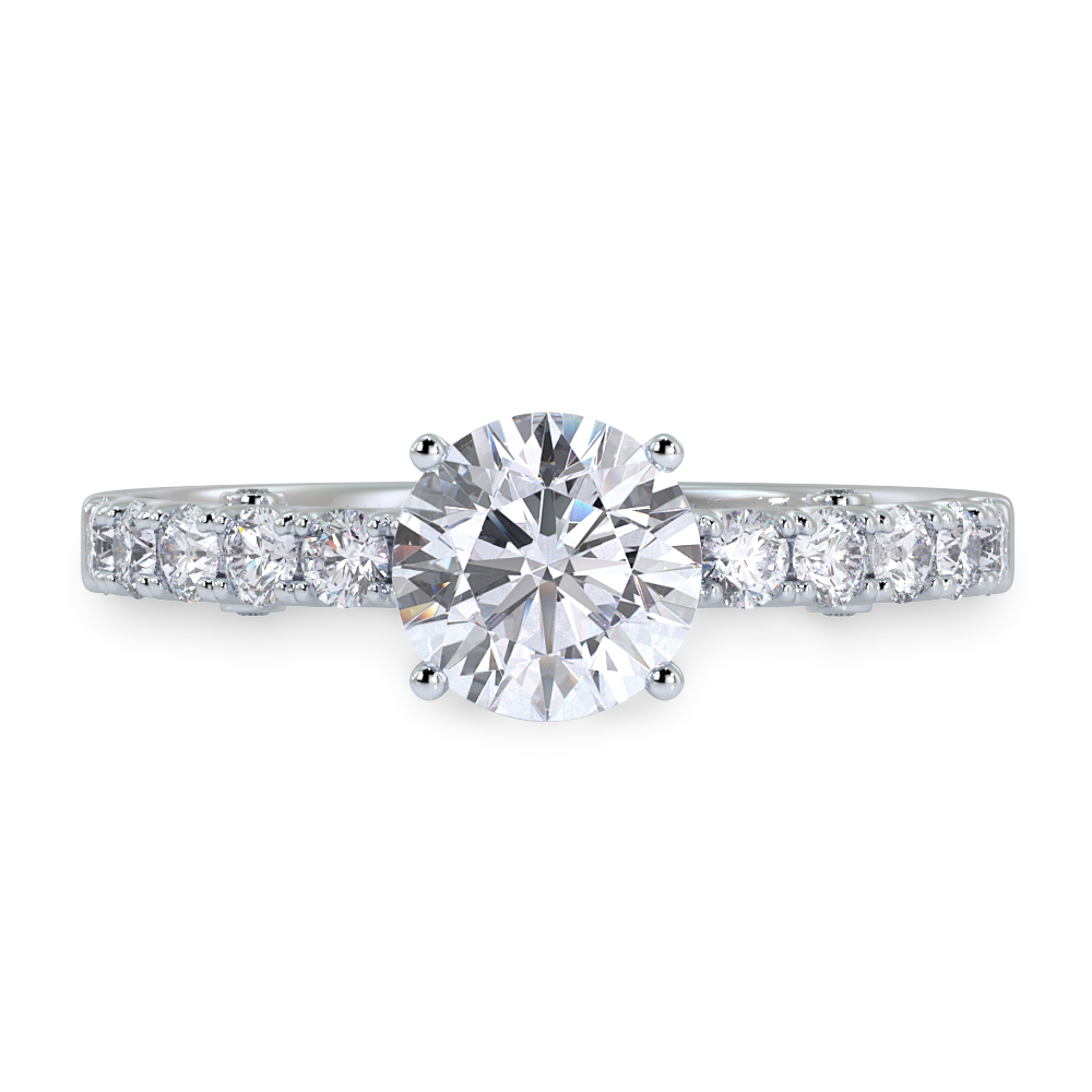 Scrolled Three Diamond Engagement Ring