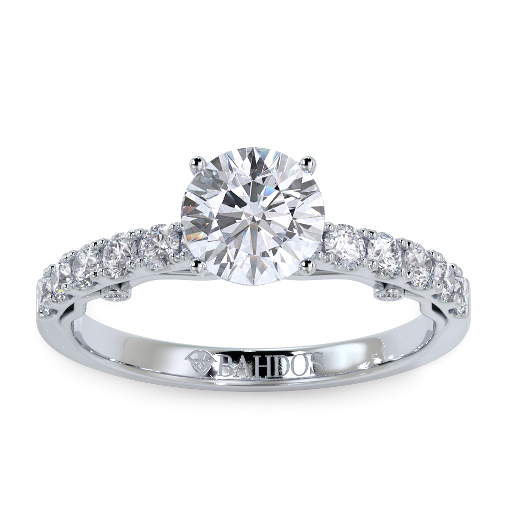 Scrolled Three Diamond Engagement Ring
