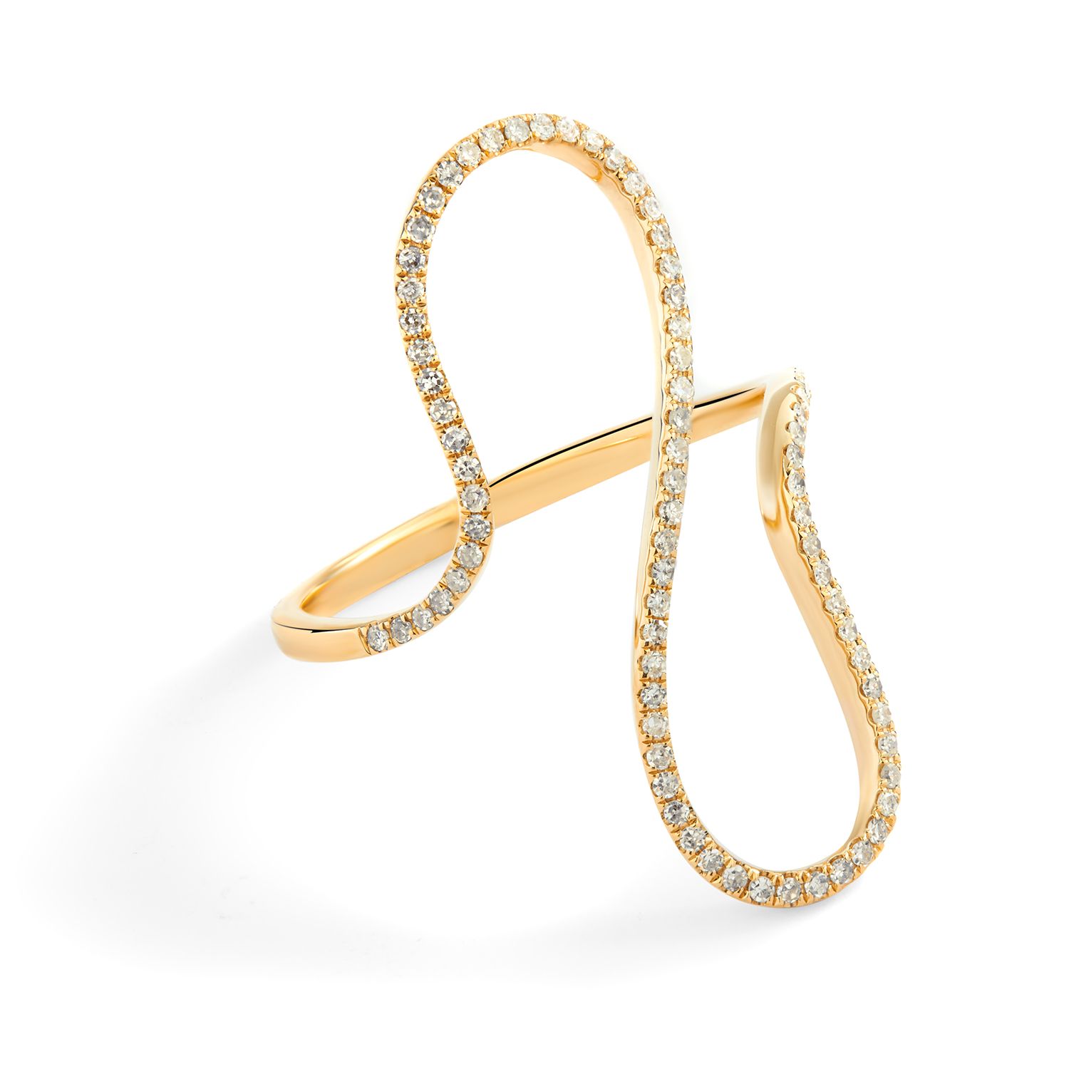 Elongated Diamond Swirl Ring in 14K Yellow Gold (0.24ct)