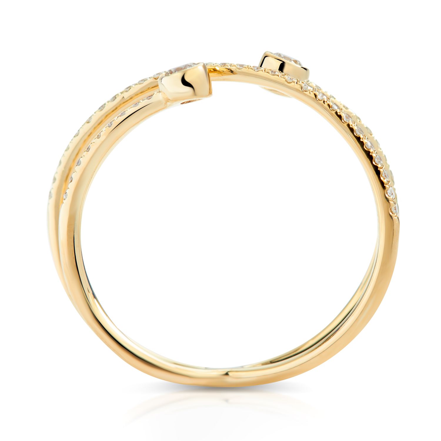 Diamond Open X Ring in 14K Yellow Gold (0.24ct)