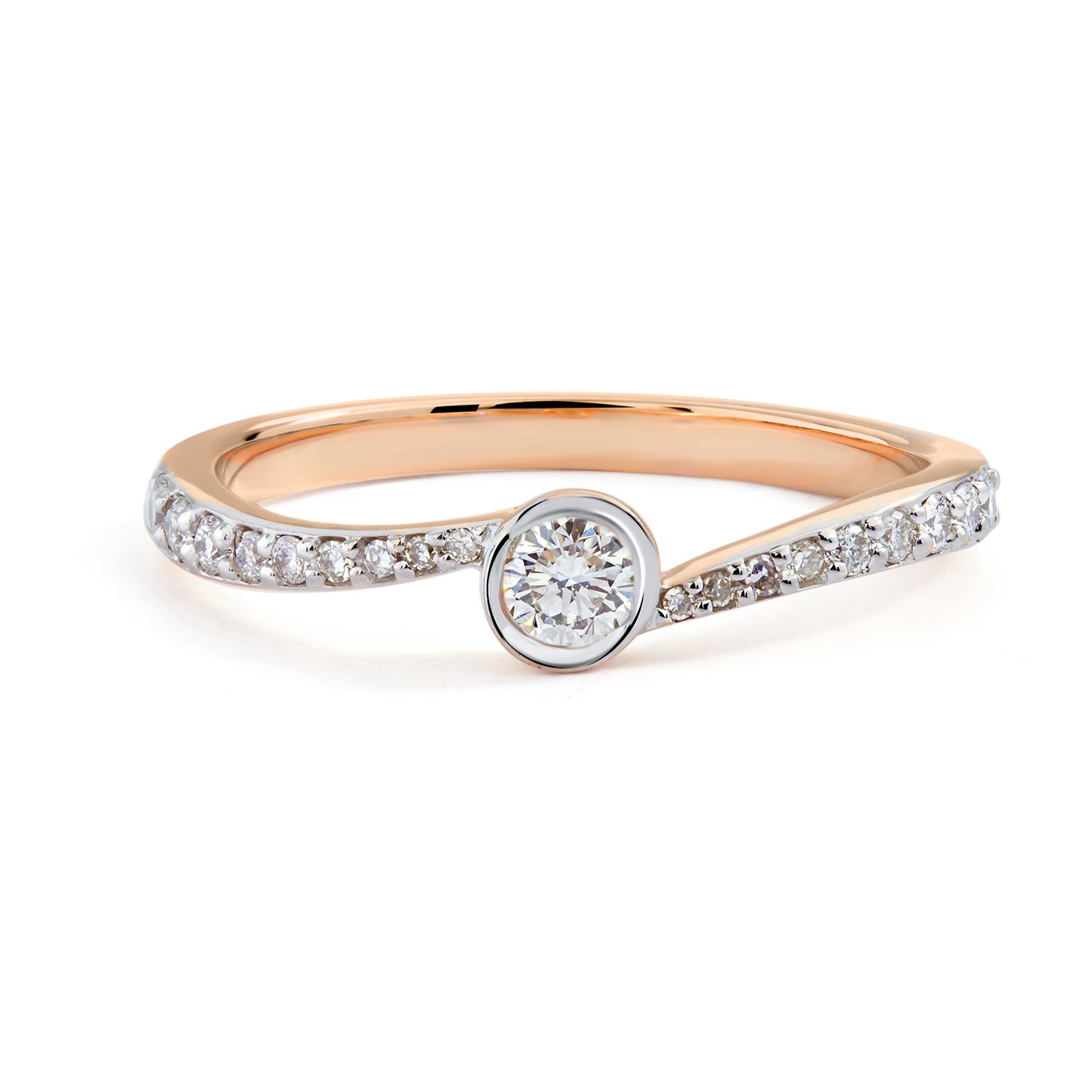 Bezel-Set Round Diamond Ring in 14K Rose Gold (0.32ct)