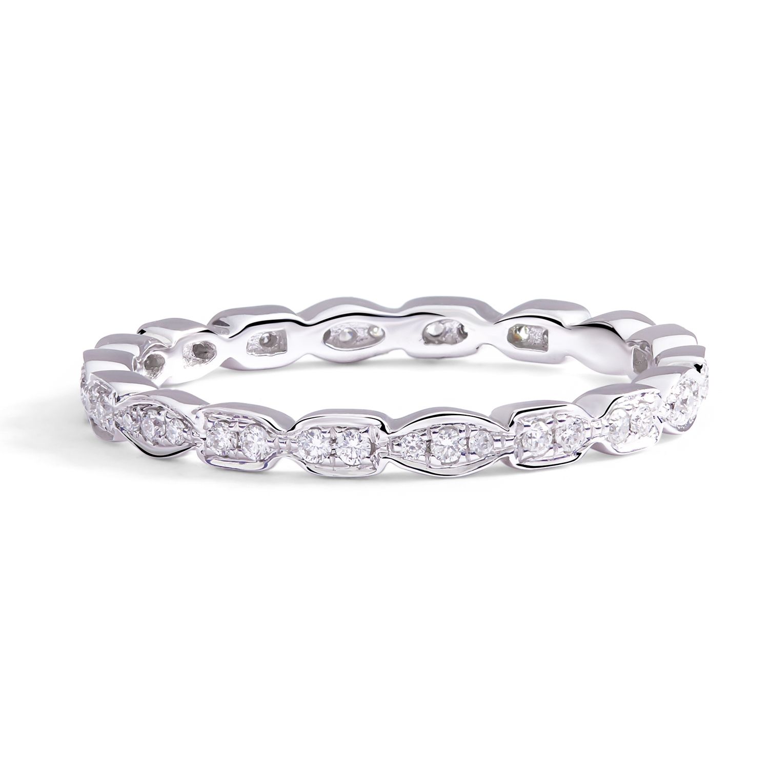 Alternating Diamond Stackable Eternity Ring in 18K White Gold (0.20ct)