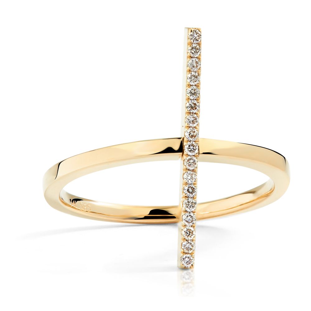 Diamond and Ruby Bar Reversible Ring in 14K Yellow Gold