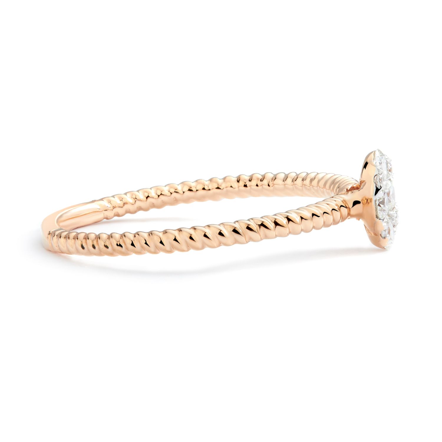 Oval Illusion Diamond Twisted Stackable Ring in 18K Rose Gold (0.19ct)