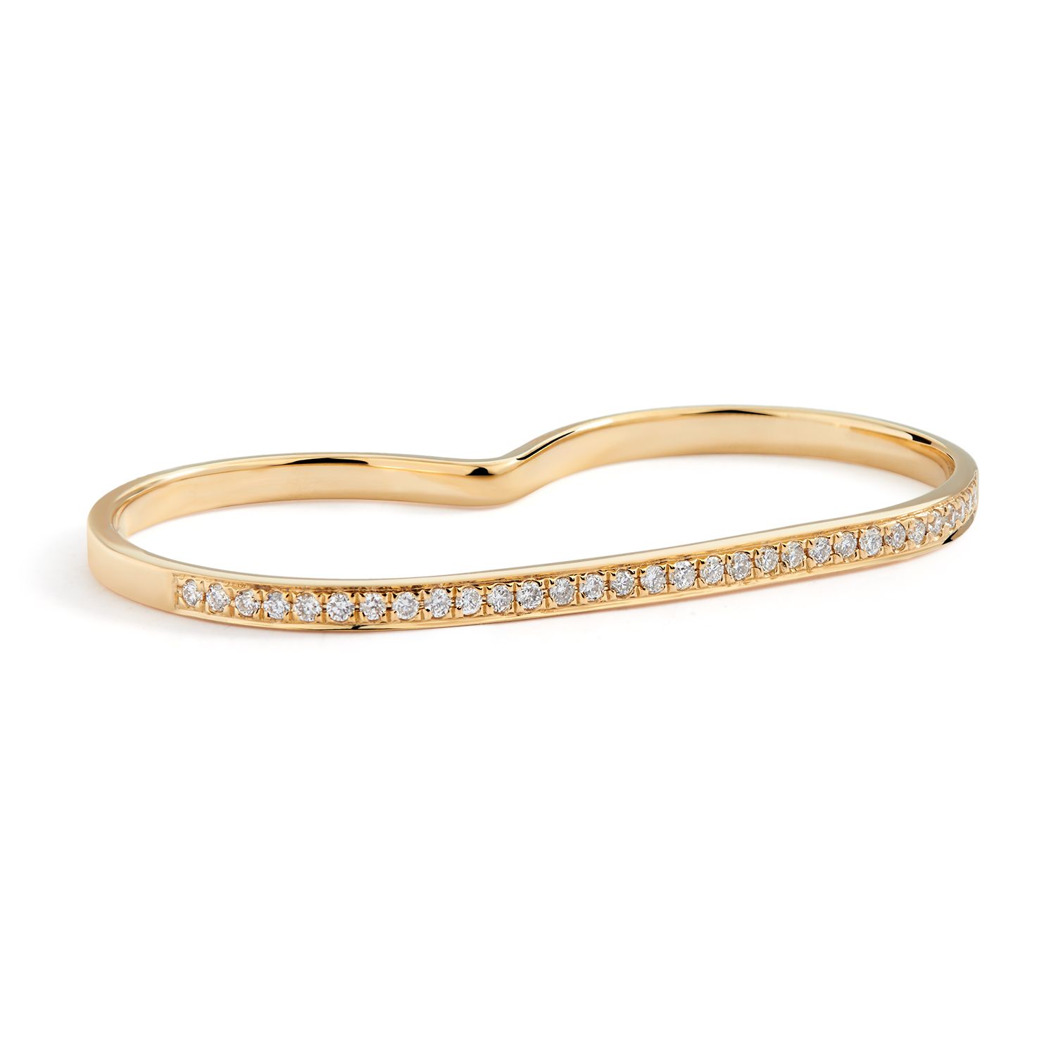 Double Finger Diamond Ring in 18K Yellow Gold (0.18ct)