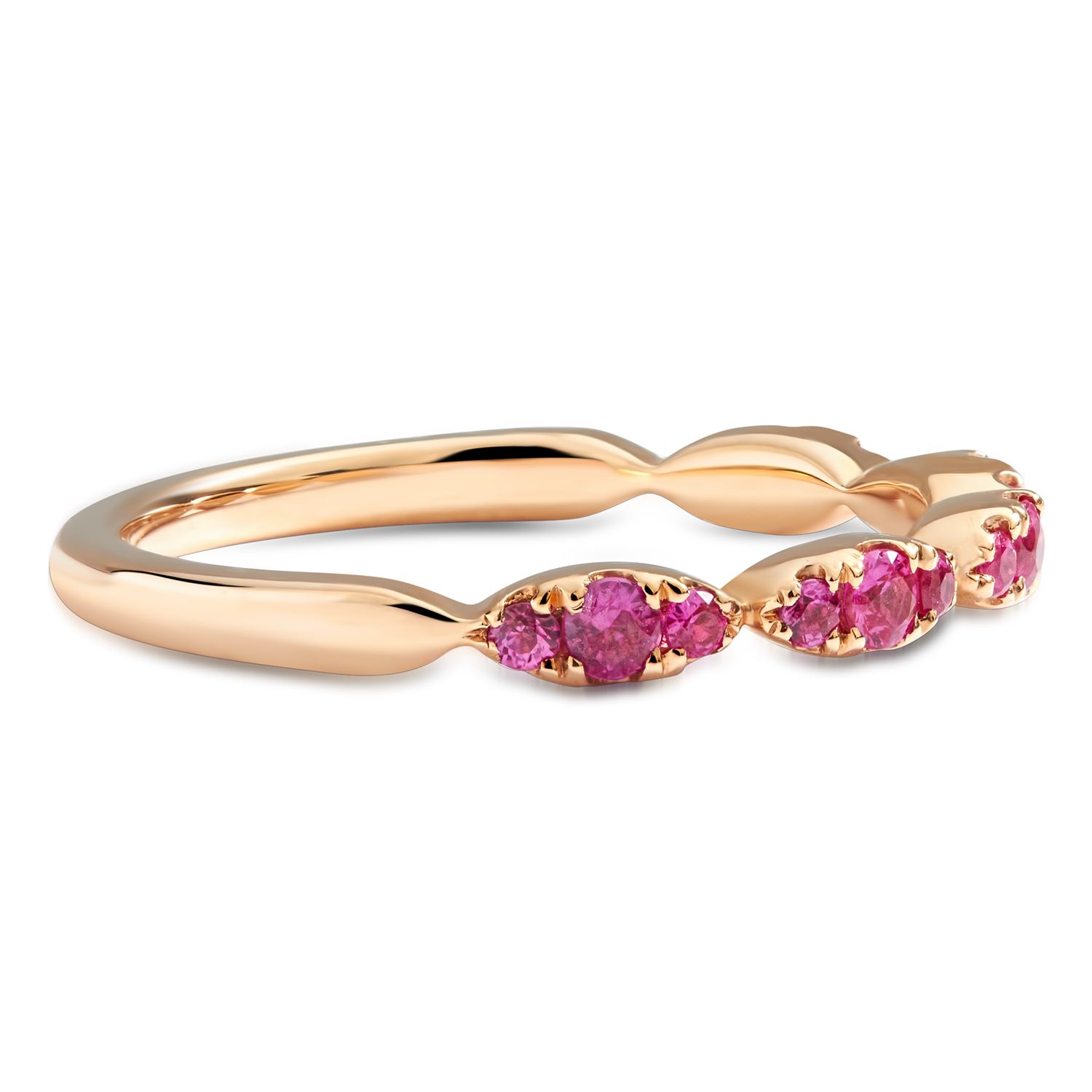 Halfway Marquise Illusion Ruby Stackable Ring in 18K Rose Gold (2.5mm)