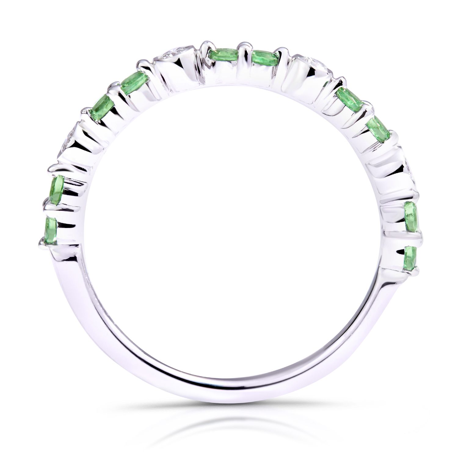 Halfway Double Peridot and Diamond Stackable Ring in 18K White Gold (2.40mm)