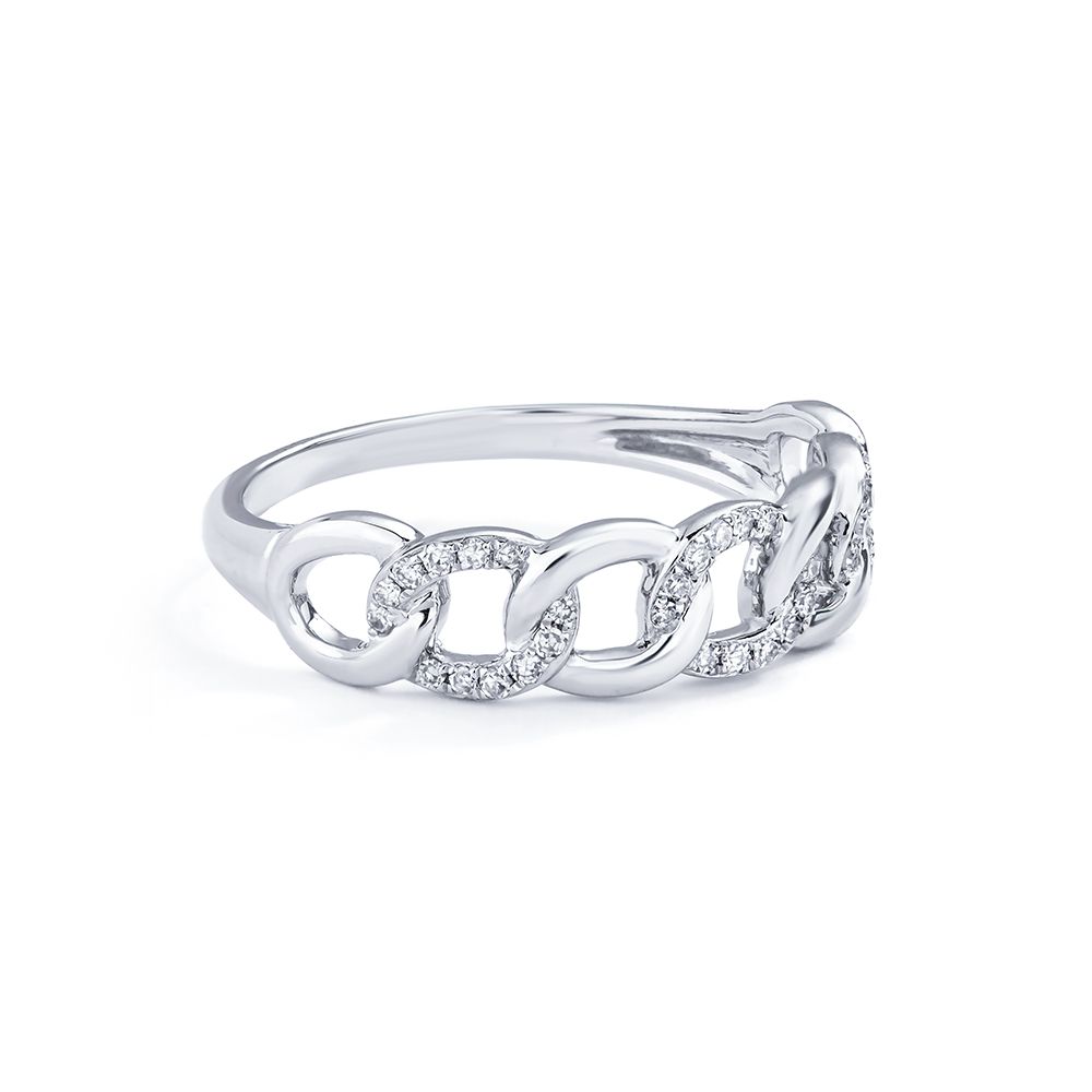 Diamond Chain Link Ring in 14K White Gold (0.13ct)