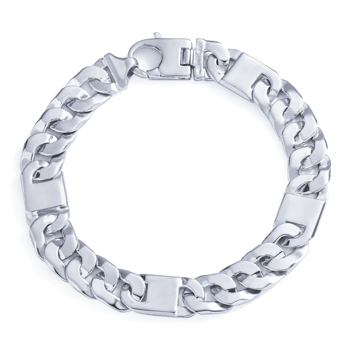 Rounded Figaro-Link Bracelet in 14K White Gold